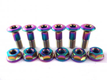 Preview: Titan Kettenrad Schrauben Set Rainbow passend für Husqvarna 701 FE FX FC FX FS Husaberg KTM 690 SMC R Enduro R EXC SX SXF SXS