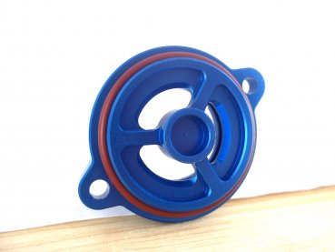 Preview: Ölfilterdeckel mit Schauglas blau passend für Husqvarna 701 Supermoto Enduro Vitpilen Norden 901