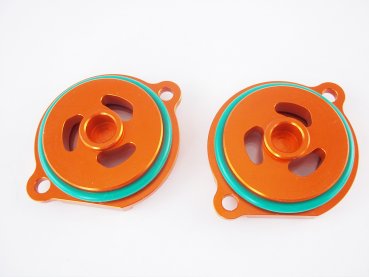 2x Schauglas Ölfilterdeckel orange passend für KTM 2000-07 250 400 450 525 560 SX EXC SMR RFS Motor