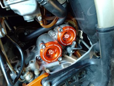 2x Schauglas Ölfilterdeckel orange passend für KTM 2000-07 250 400 450 525 560 SX EXC SMR RFS Motor