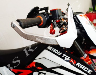 Handguards Handschützer Schwarz, Weiß, Carbon Optik passend für KTM EXC SMR SX Supermoto