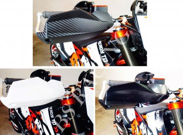 Handguards Handschützer Schwarz, Weiß, Carbon Optik passend für KTM 690 SMC SMCR Enduro R