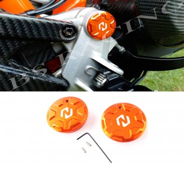 Schwingarmbolzen Abdeck Kappen Orange passend für KTM 690 SMC R Enduro R 2008-24