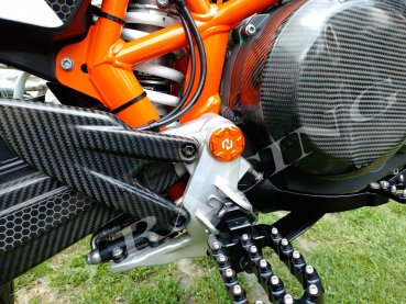 Schwingarmbolzen Abdeck Kappen Orange passend für KTM 690 SMC R Enduro R 2008-24