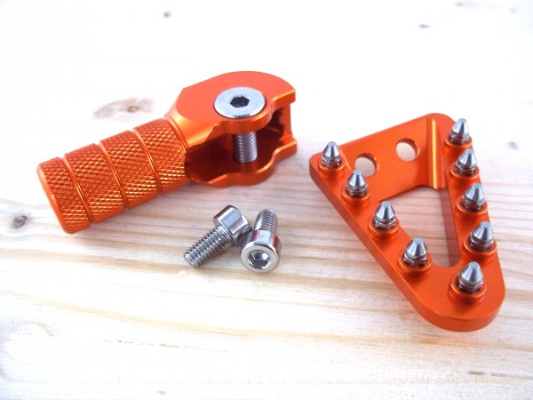 Fußbremshebelauftritt  + Schalthebel Spitze Orange passend für KTM 125-500 SX F EXC F 2017-25