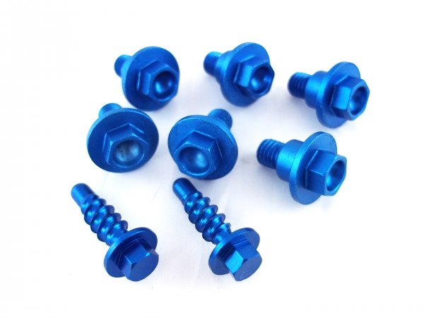 Gabelschützer Schrauben Set 6+2 blau passend für Husqvarna 701 FE TE TC FX FC KTM