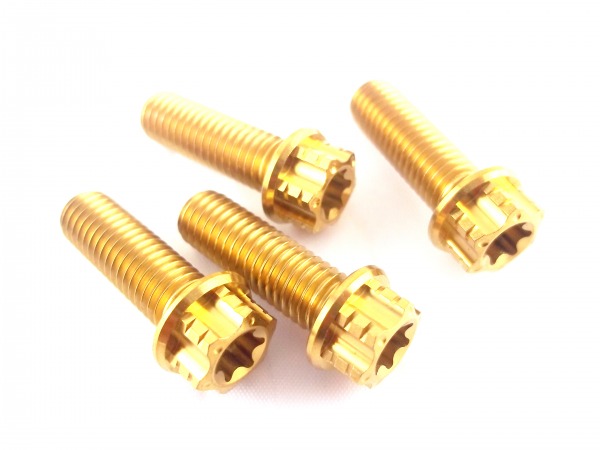 Gabelfuß Titanschrauben 4x M8x25 goldfarben passend für KTM EXC SX SMR Husaberg Husqvarna FE TE FS FC FX GasGas