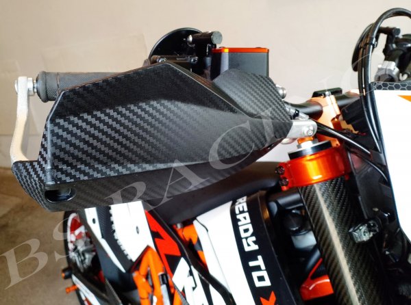 Handguards Handschützer Schwarz, Weiß, Carbon Optik passend für Husqvarna 701 Supermoto Enduro