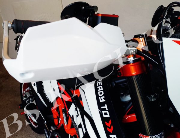 Handguards Handschützer Schwarz, Weiß, Carbon Optik passend für Husaberg Husqvarna TE FE FS FC FX