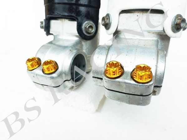 Gabelfuß Titanschrauben 4x M8x25 goldfarben passend für KTM EXC SX SMR Husaberg Husqvarna FE TE FS FC FX GasGas