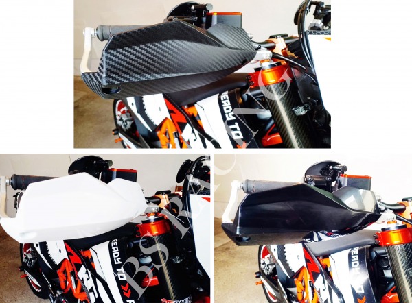 Handguards Handschützer Schwarz, Weiß, Carbon Optik passend für KTM 690 SMC SMCR Enduro R